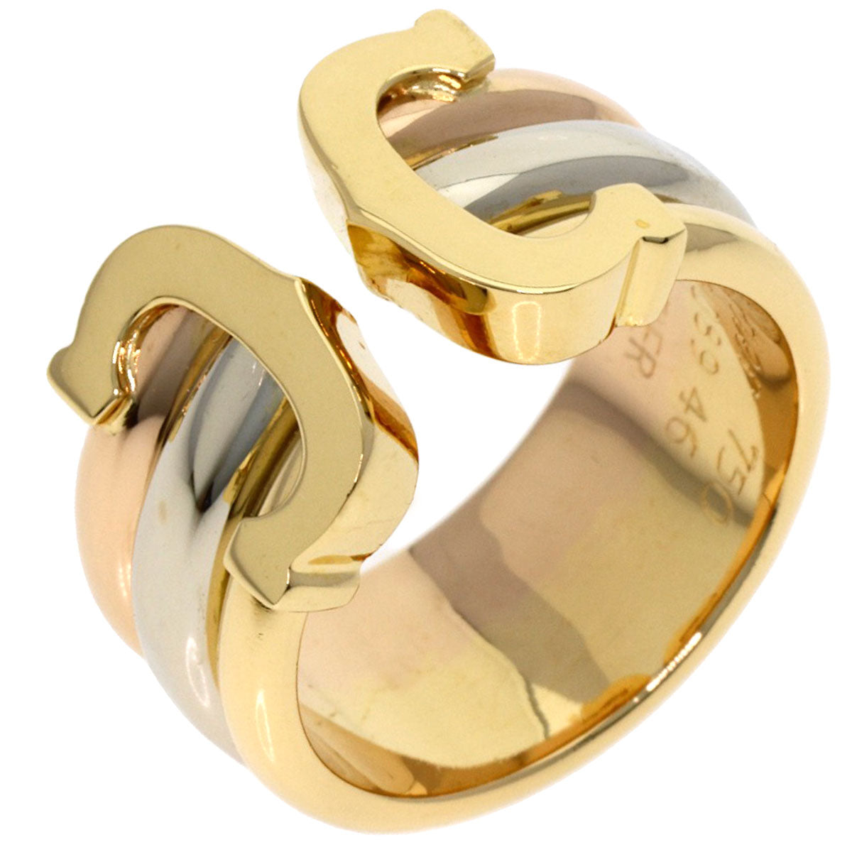 CARTIER 2C LM #46 Ring K18 Yellow Gold 18K Pink GoldLadies [Used]