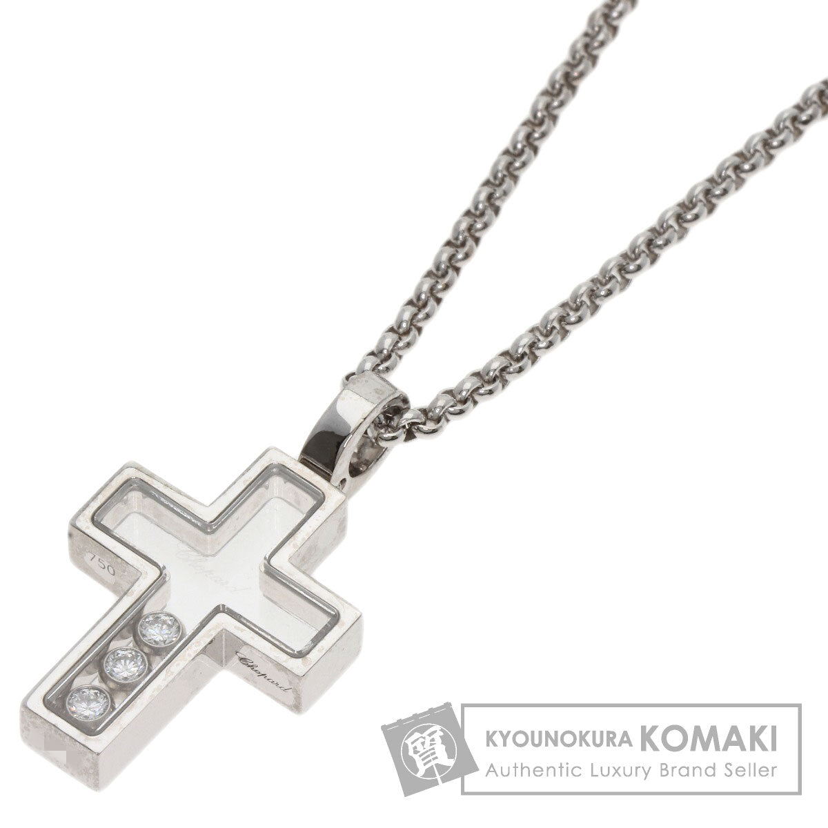 Chopard Cross Happy Diamond Necklace K18 White Gold Ladies [Used]