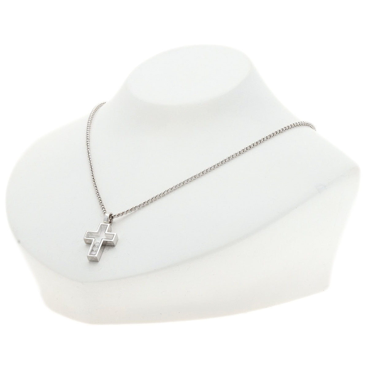 Chopard Cross Happy Diamond Necklace K18 White Gold Ladies [Used]