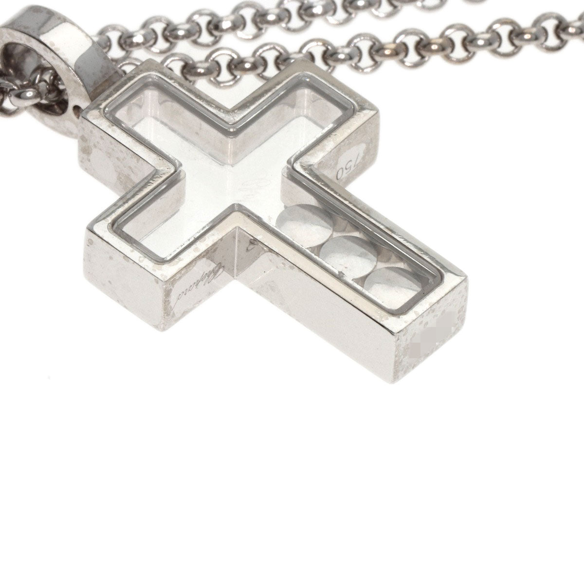 Chopard Cross Happy Diamond Necklace K18 White Gold Ladies [Used]