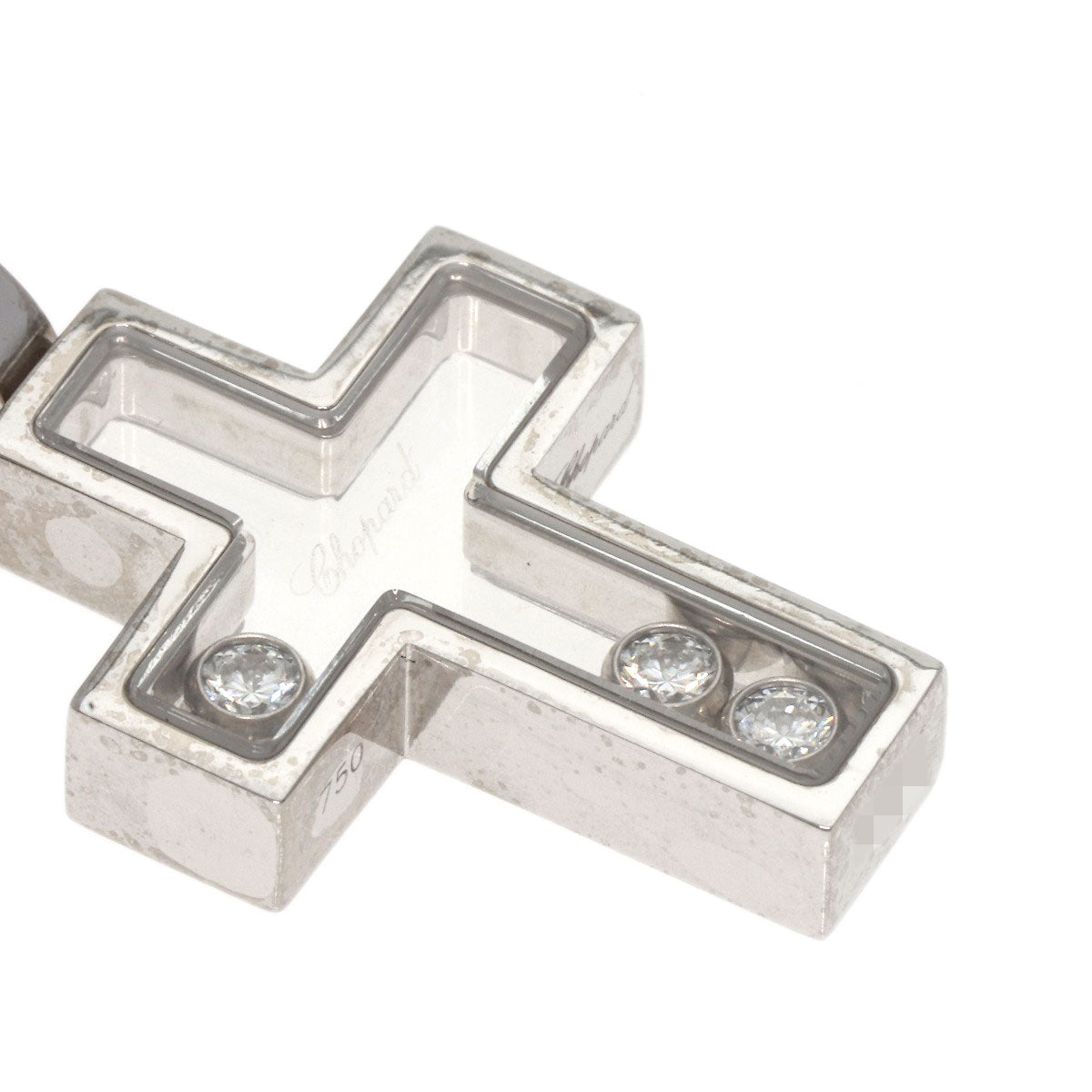 Chopard Cross Happy Diamond Necklace K18 White Gold Ladies [Used]