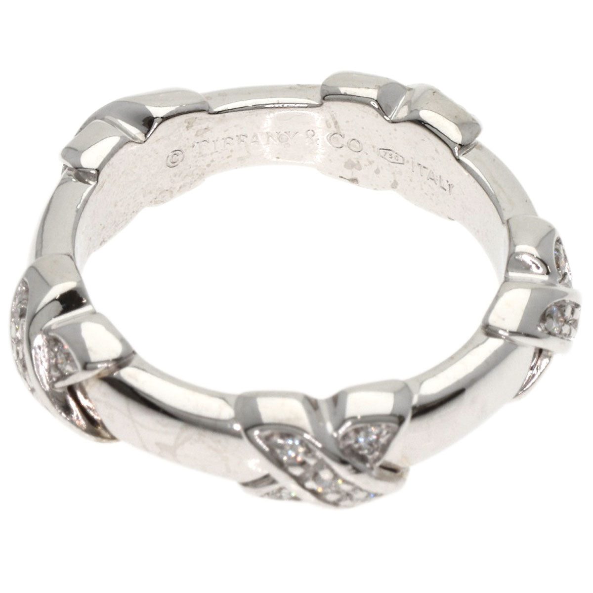 TIFFANY&Co. Signature Cross Diamond Ring K18 White Gold Ladies [Used]