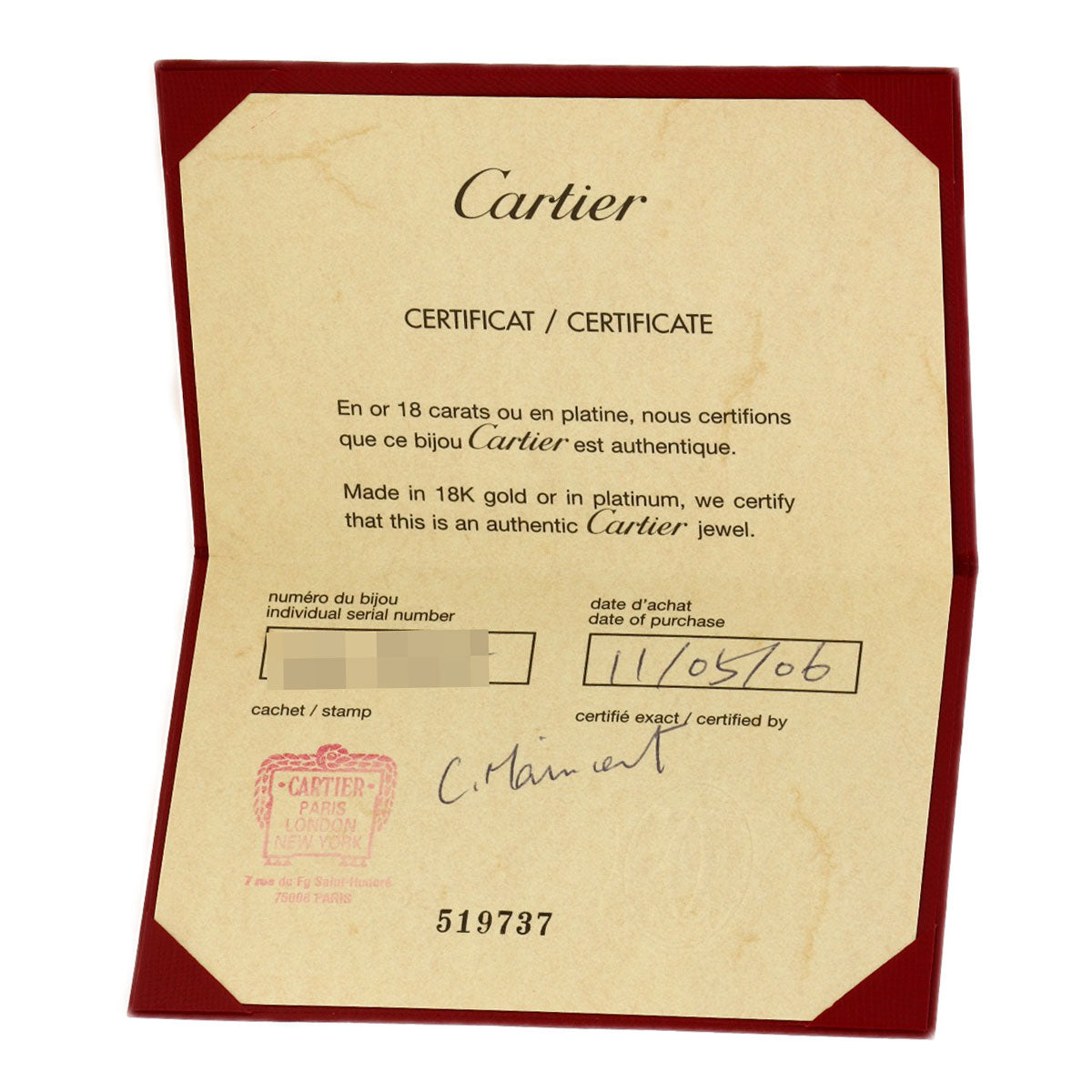 CARTIER Mini love ring #49 Ring K18 White Gold Ladies [Used]