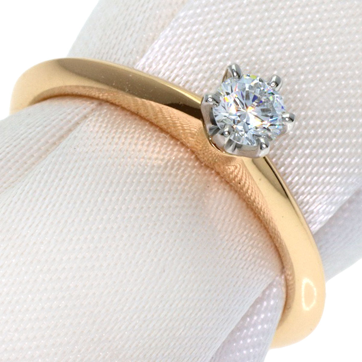 TIFFANY&Co. Solitaire Diamond Ring K18 Pink Gold PT950Ladies [Used]