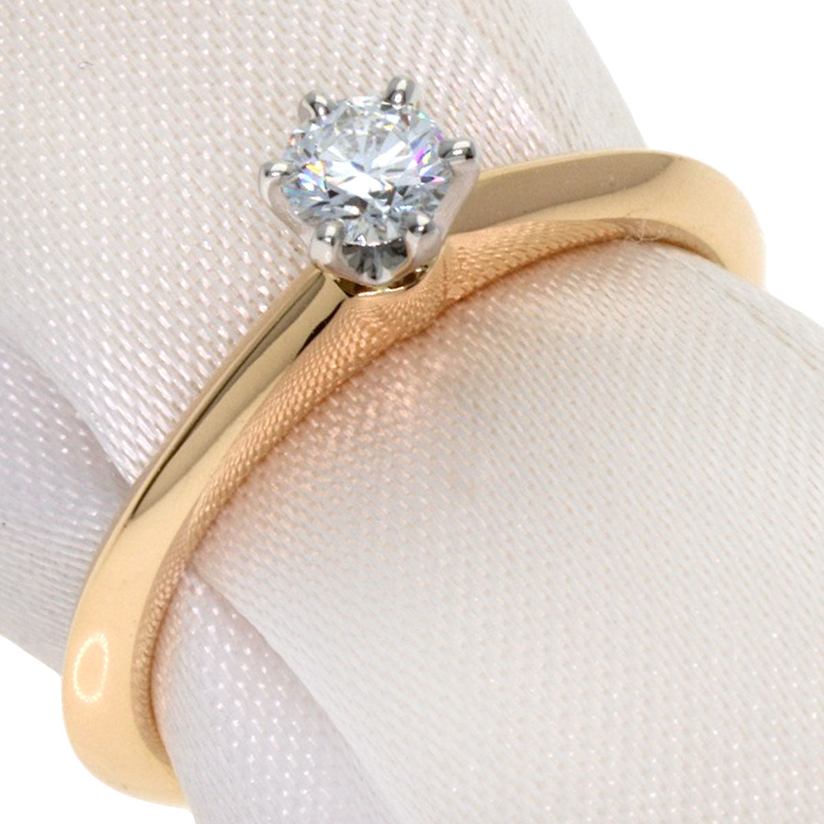 TIFFANY&Co. Solitaire Diamond Ring K18 Pink Gold PT950Ladies [Used]