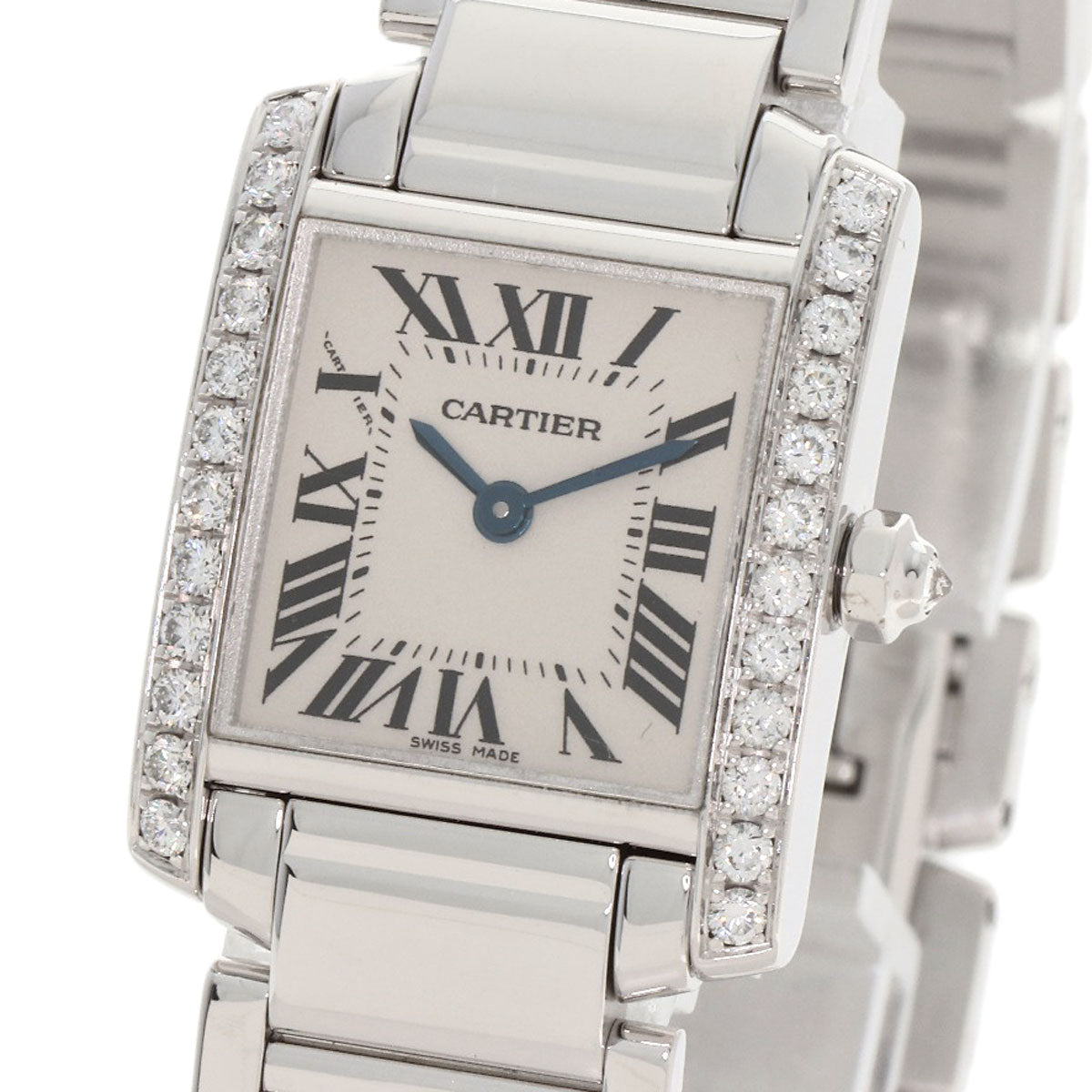 CARTIER Tank Francaise SM BezelDiamond Watches WE1002S3 K18 White Gold/K18 White Gold Ladies