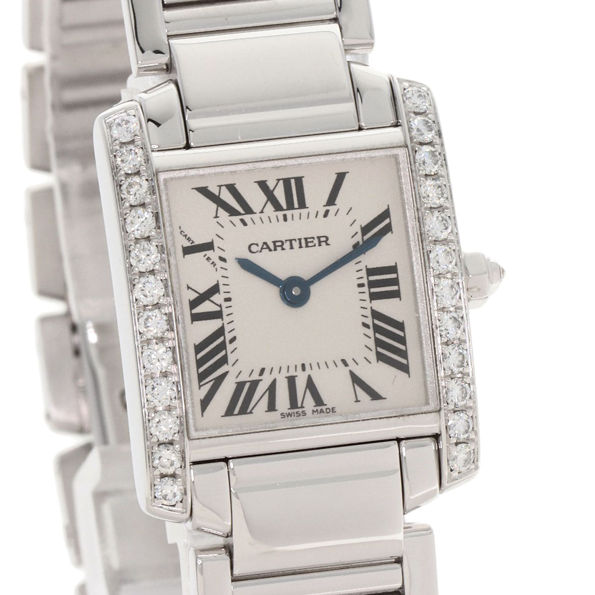 CARTIER Tank Francaise SM BezelDiamond Watches WE1002S3 K18 White Gold/K18 White Gold Ladies