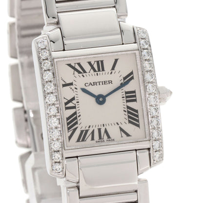 CARTIER Tank Francaise SM BezelDiamond Watches WE1002S3 K18 White Gold/K18 White Gold Ladies
