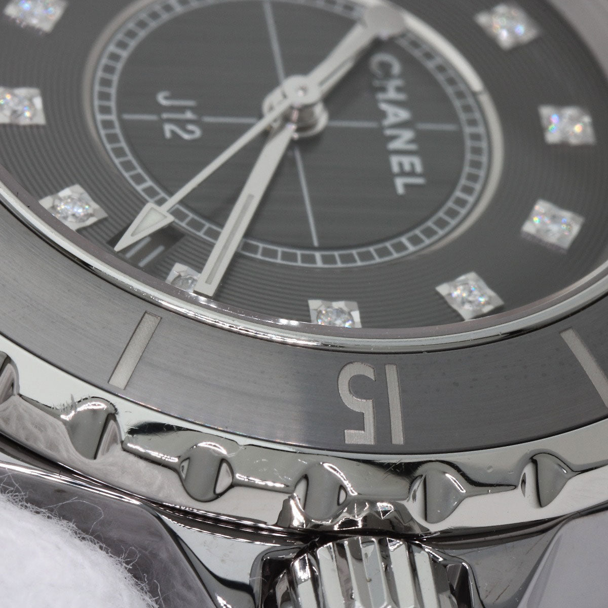 CHANEL J12 1.3" Chromatic 1.3" 12P Diamond Watches H3241 titaniumCeramic/titaniumCeramic Ladies