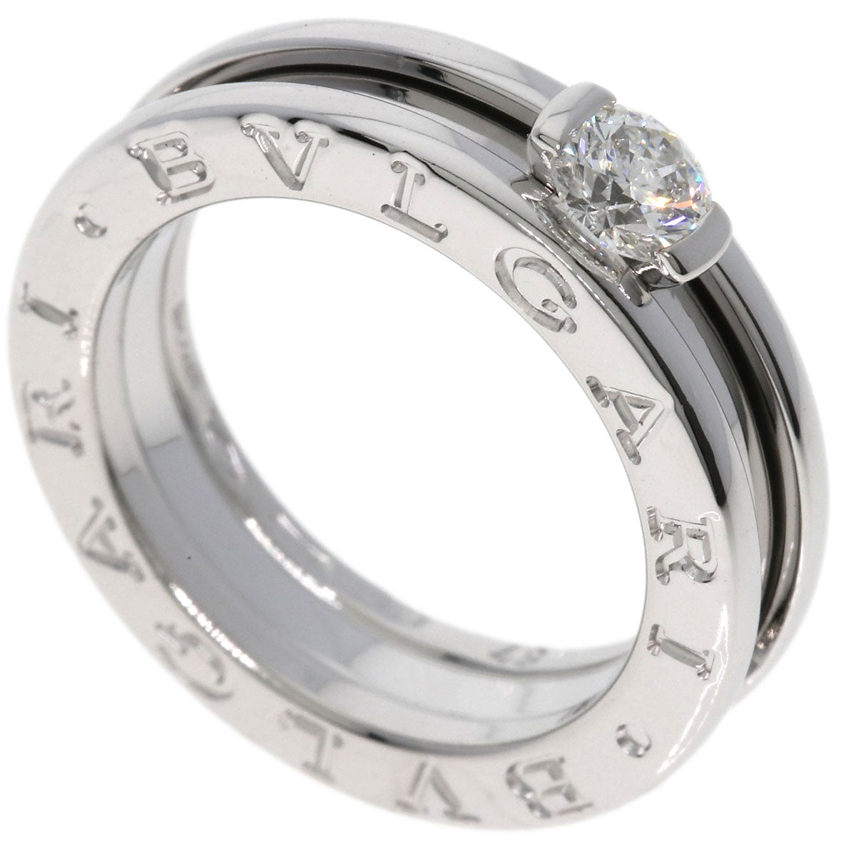 BVLGARI B.zero1 1-band 1-piece Diamond E-VS1-G #48 Ring K18 White Gold Ladies [Used]