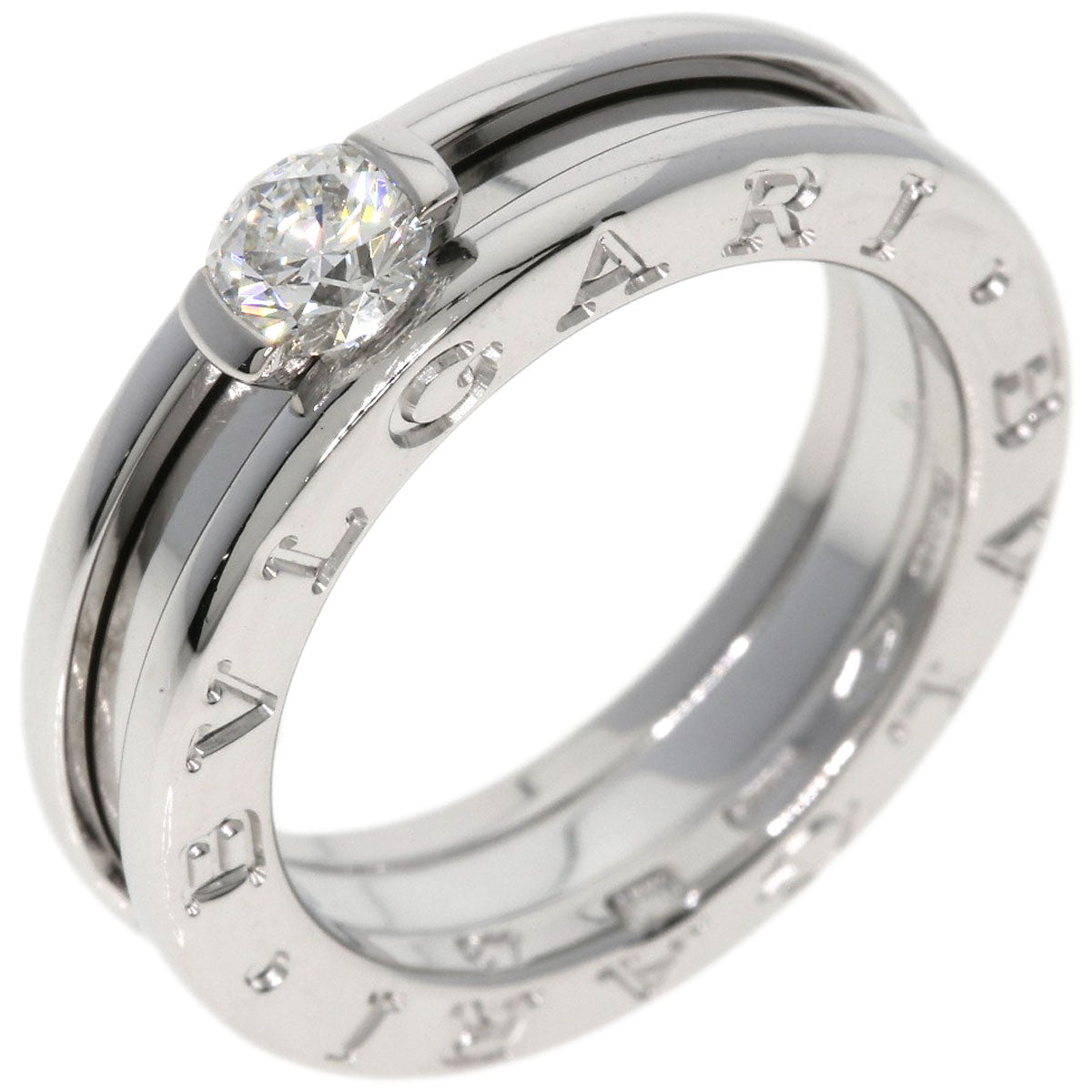 BVLGARI B.zero1 1-band 1-piece Diamond E-VS1-G #48 Ring K18 White Gold Ladies [Used]