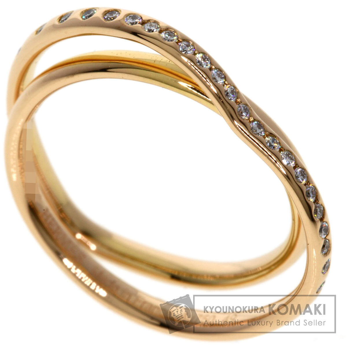 HERMES Vertige Cool Diamond #49 Ring K18 Pink Gold Ladies [Used]