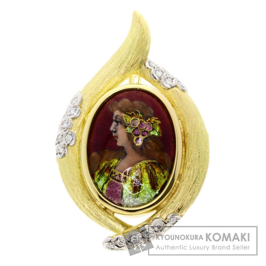 MITSUO KAJI Miniature Diamond Enamel Brooch K18 Yellow Gold PT900Ladies [Used]