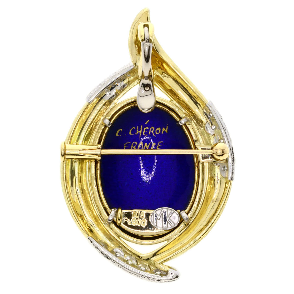 MITSUO KAJI Miniature Diamond Enamel Brooch K18 Yellow Gold PT900Ladies [Used]