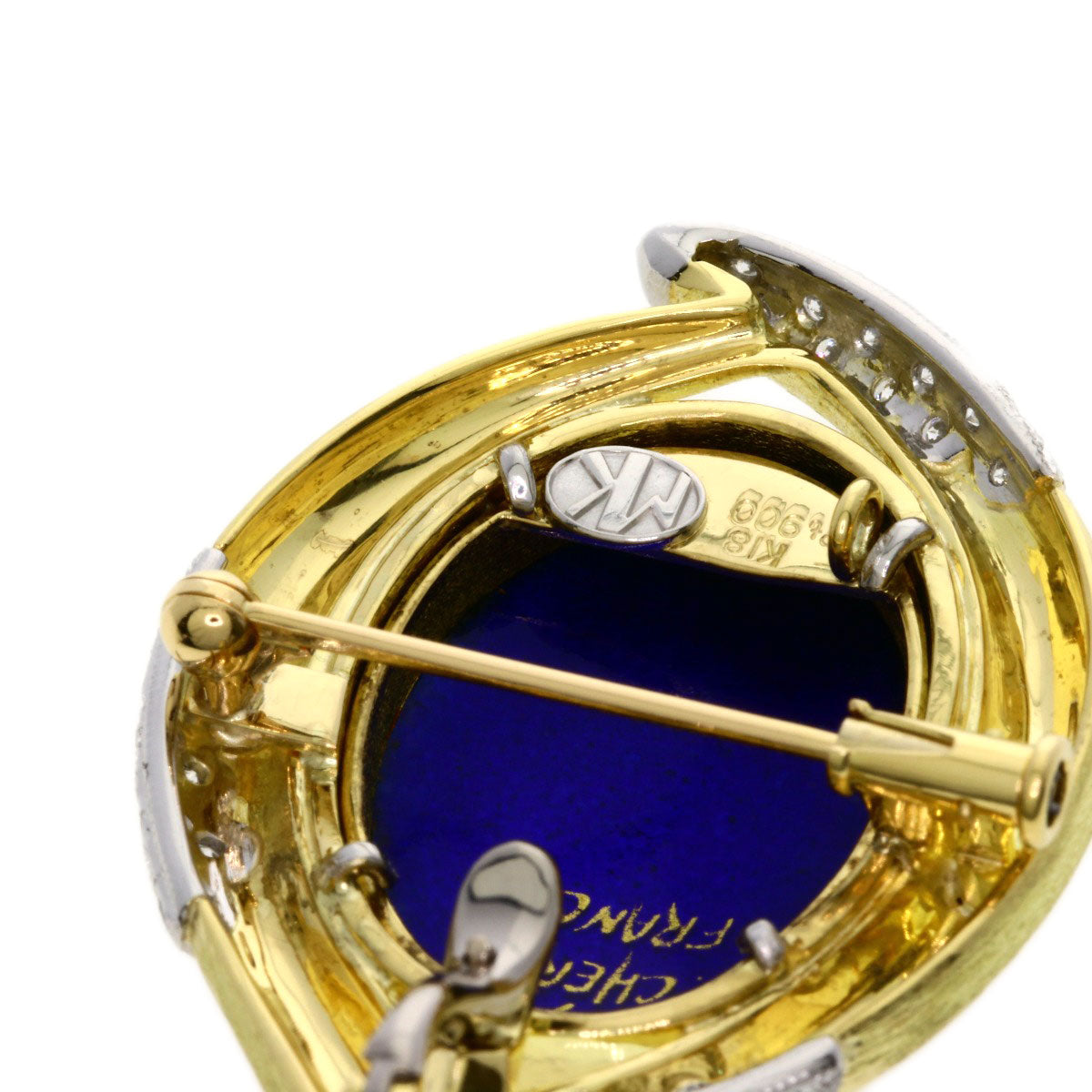 MITSUO KAJI Miniature Diamond Enamel Brooch K18 Yellow Gold PT900Ladies [Used]