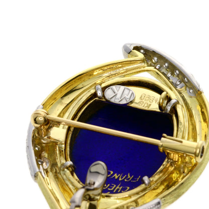 MITSUO KAJI Miniature Diamond Enamel Brooch K18 Yellow Gold PT900Ladies [Used]