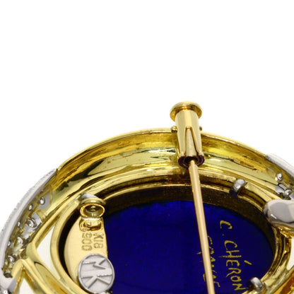 MITSUO KAJI Miniature Diamond Enamel Brooch K18 Yellow Gold PT900Ladies [Used]