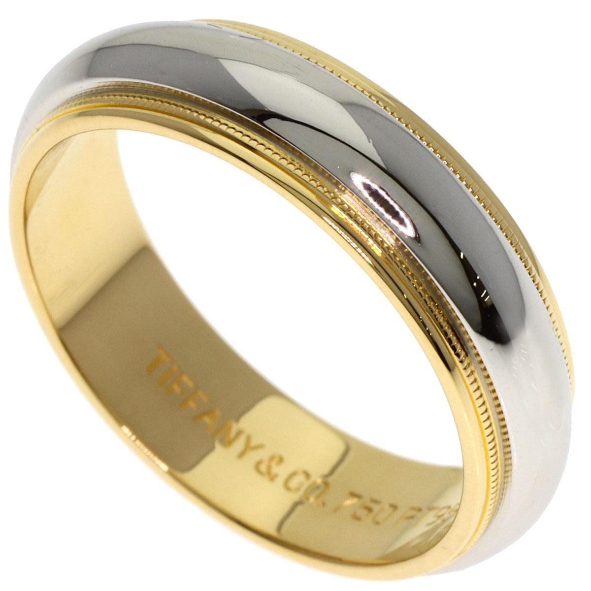 TIFFANY&Co. Milgrain Ring K18 Yellow Gold PT950Ladies [Used]