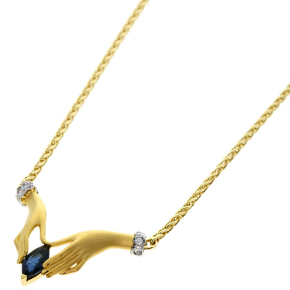 Carrera y Carrera Hand Motif Sapphire Diamond Necklace K18 Yellow Gold Ladies [Used]