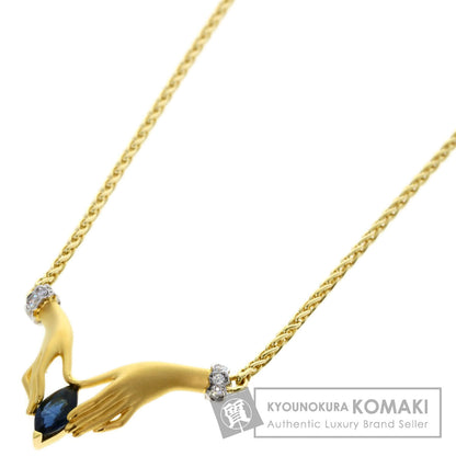 Carrera y Carrera Hand Motif Sapphire Diamond Necklace K18 Yellow Gold Ladies [Used]