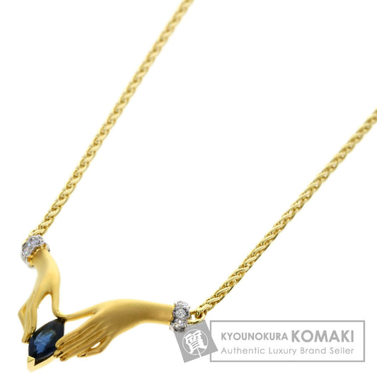 Carrera y Carrera Hand Motif Sapphire Diamond Necklace K18 Yellow Gold Ladies [Used]