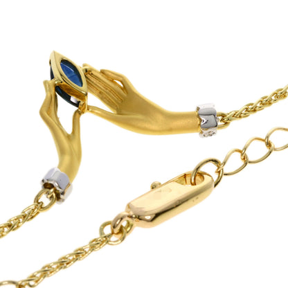Carrera y Carrera Hand Motif Sapphire Diamond Necklace K18 Yellow Gold Ladies [Used]