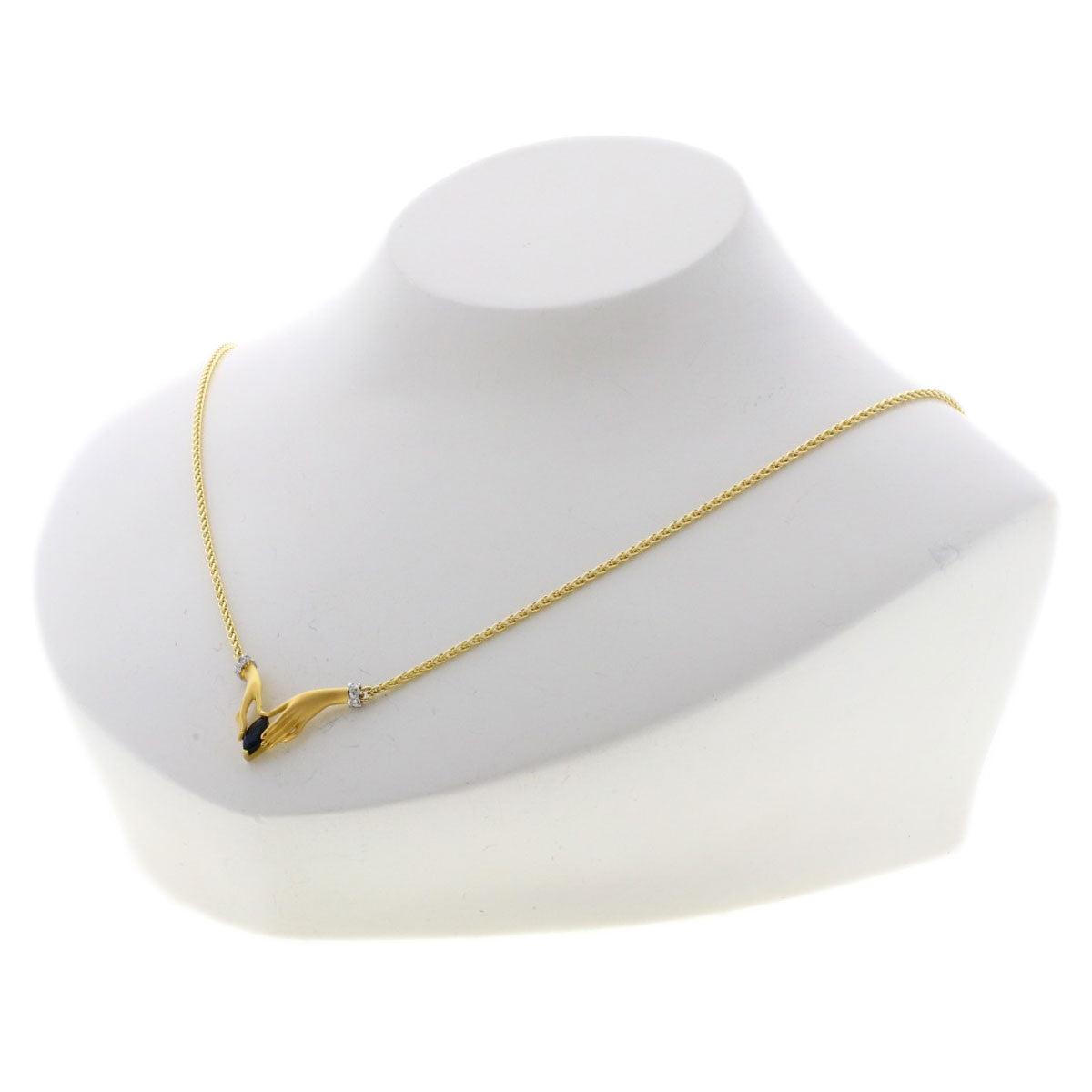 Carrera y Carrera Hand Motif Sapphire Diamond Necklace K18 Yellow Gold Ladies [Used]