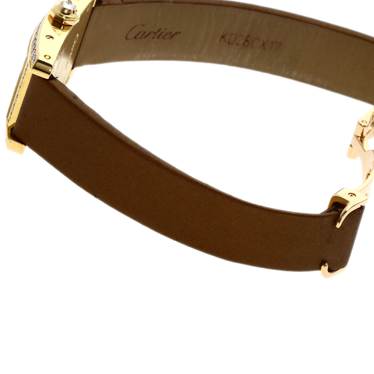 CARTIER Tank AmericanSM Watches WB707231 K18 Yellow Gold/Satin & Leather Ladies