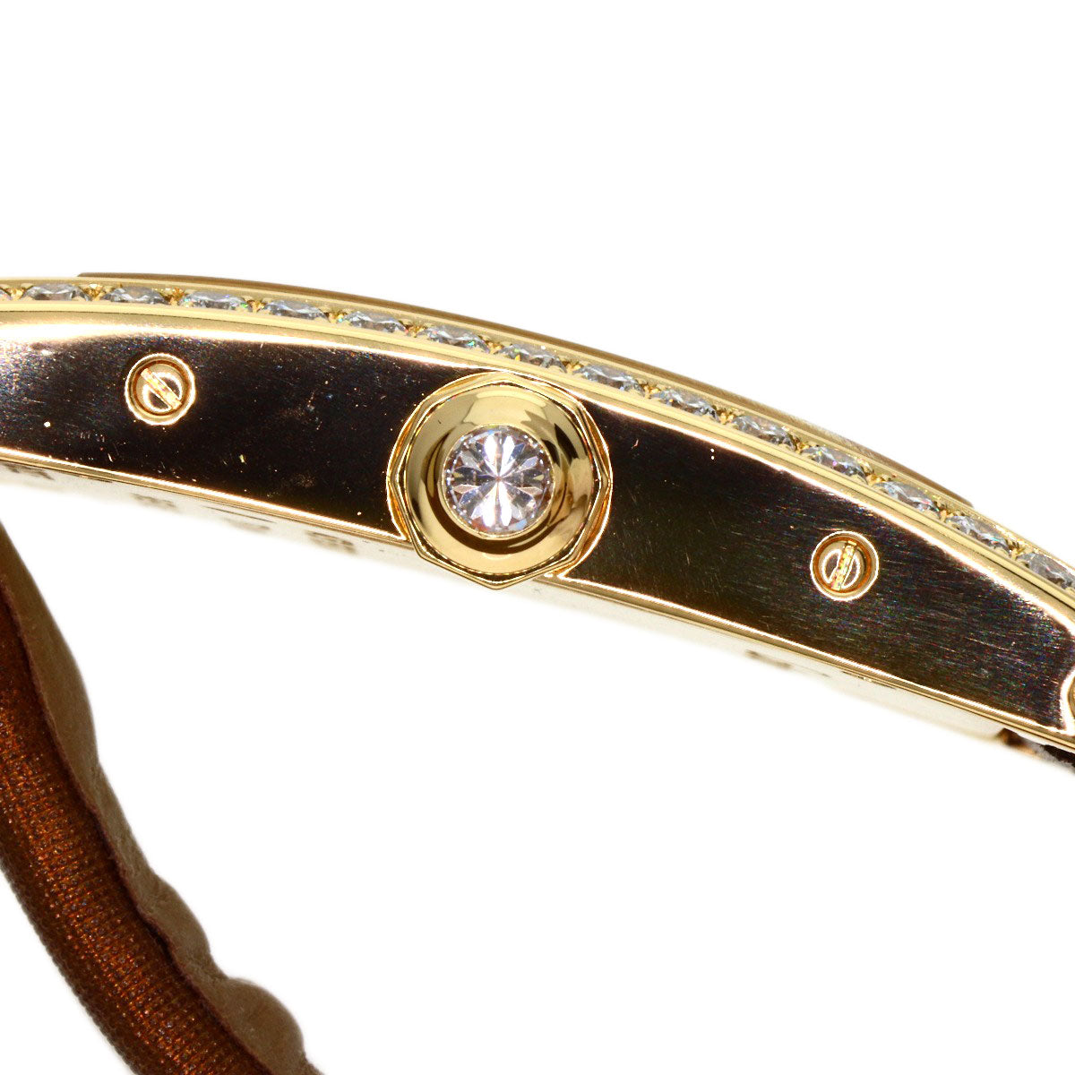 CARTIER Tank AmericanSM Watches WB707231 K18 Yellow Gold/Satin & Leather Ladies