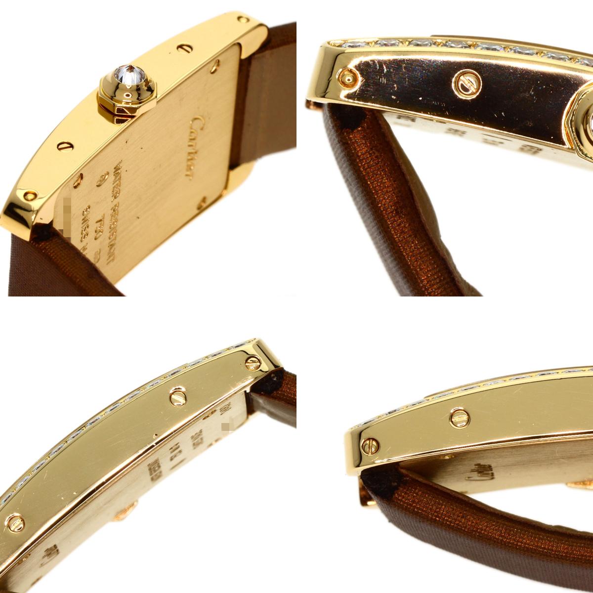 CARTIER Tank AmericanSM Watches WB707231 K18 Yellow Gold/Satin & Leather Ladies