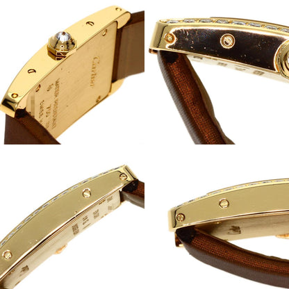 CARTIER Tank AmericanSM Watches WB707231 K18 Yellow Gold/Satin & Leather Ladies