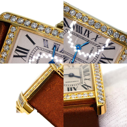 CARTIER Tank AmericanSM Watches WB707231 K18 Yellow Gold/Satin & Leather Ladies