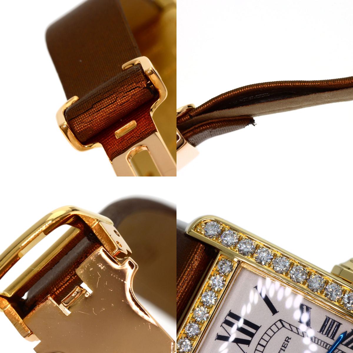 CARTIER Tank AmericanSM Watches WB707231 K18 Yellow Gold/Satin & Leather Ladies