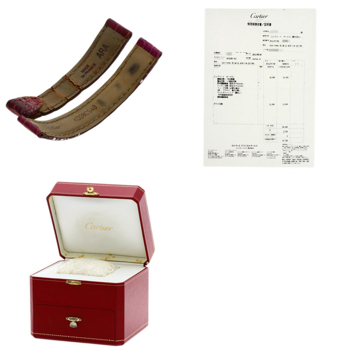 CARTIER Tank AmericanSM Watches WB707231 K18 Yellow Gold/Satin & Leather Ladies