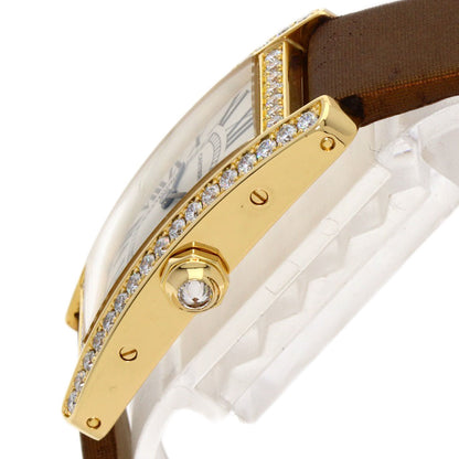 CARTIER Tank AmericanSM Watches WB707231 K18 Yellow Gold/Satin & Leather Ladies