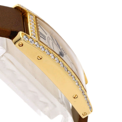 CARTIER Tank AmericanSM Watches WB707231 K18 Yellow Gold/Satin & Leather Ladies