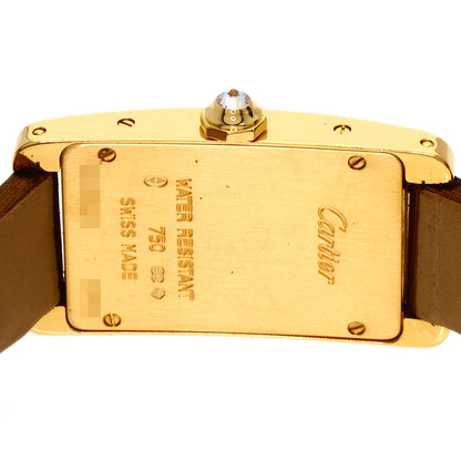 CARTIER Tank AmericanSM Watches WB707231 K18 Yellow Gold/Satin & Leather Ladies