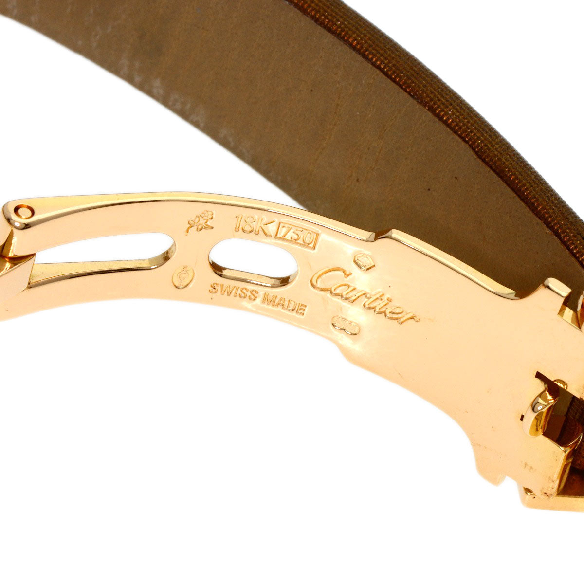 CARTIER Tank AmericanSM Watches WB707231 K18 Yellow Gold/Satin & Leather Ladies