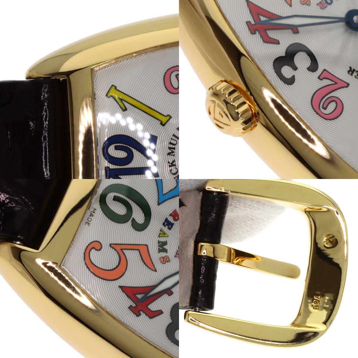 FRANCK MULLER TONNEAU CURVEX Color Dreams Watches 7502QZ K18 Yellow Gold/Leather Ladies