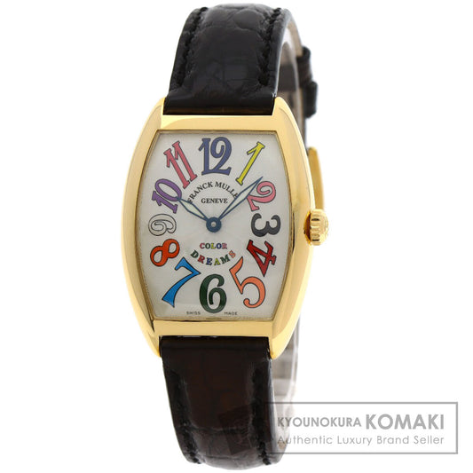 FRANCK MULLER TONNEAU CURVEX Color Dreams Watches 7502QZ K18 Yellow Gold/Leather Ladies