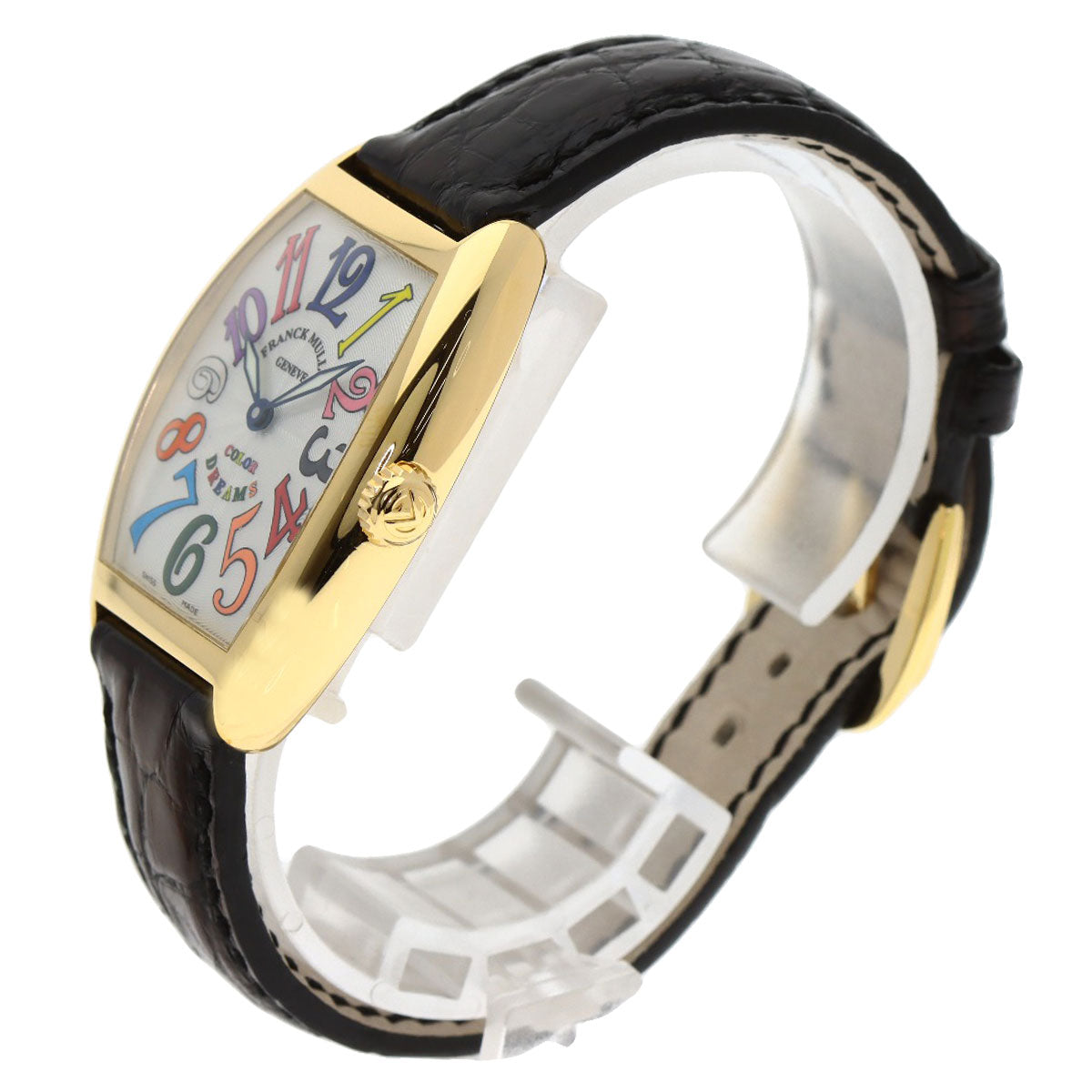 FRANCK MULLER TONNEAU CURVEX Color Dreams Watches 7502QZ K18 Yellow Gold/Leather Ladies