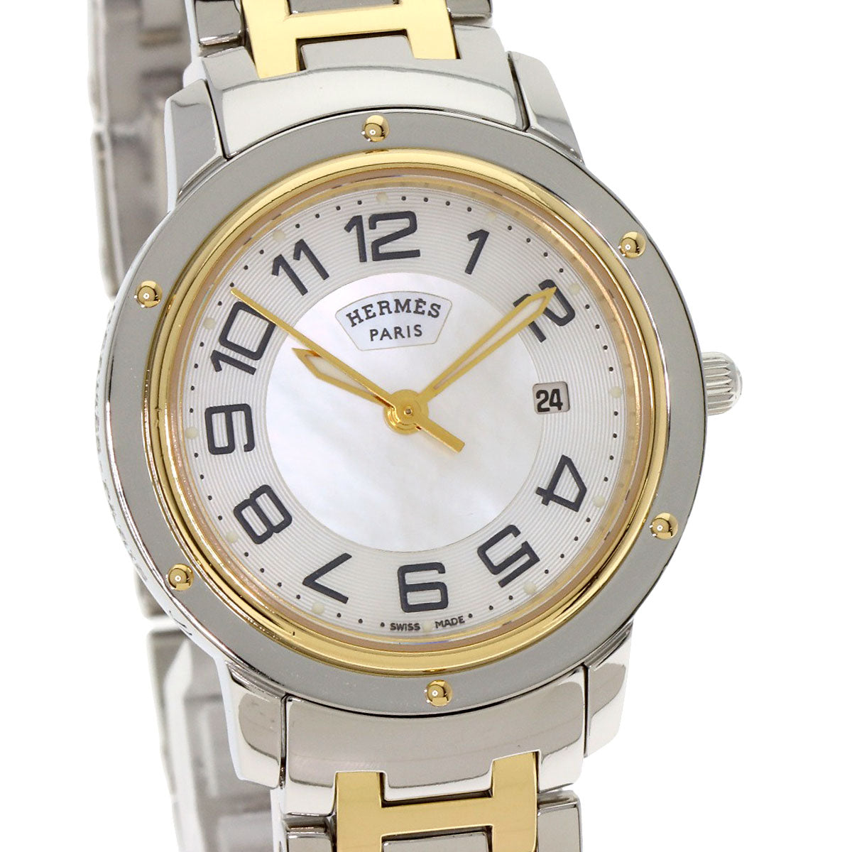 HERMES Clipper Classic Watches CP1.320 Stainless Steel/SSxGP mens