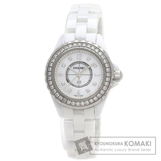 CHANEL J12 1.1" 8P Diamond White Ceramic Watches H2572 Ceramic/Ceramic Ladies