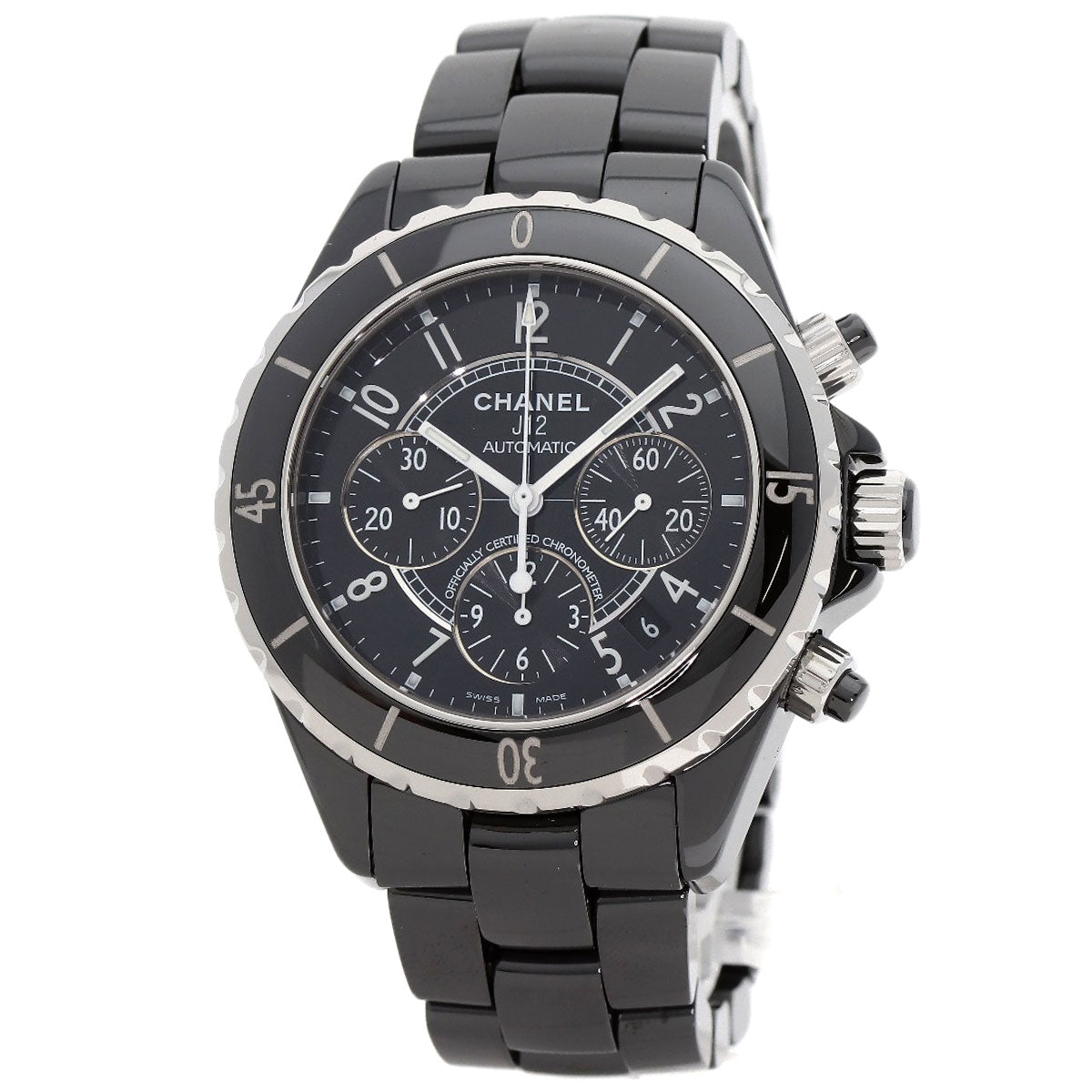 CHANEL J12 1.6" Chronograph Watches H0940 Ceramic/Ceramic mens