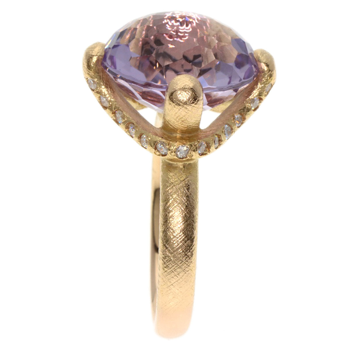 Ponte Vecchio Amethyst Diamond Ring K18 Pink Gold Ladies [Used]