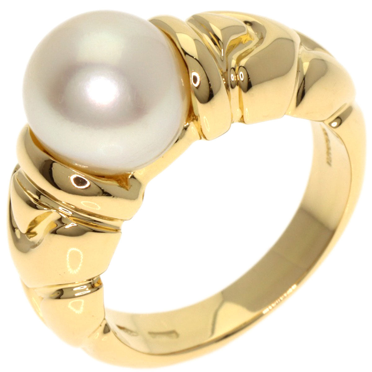 BVLGARI Paso Doppio Pearl Pearl Ring K18 Yellow Gold Ladies [Used]