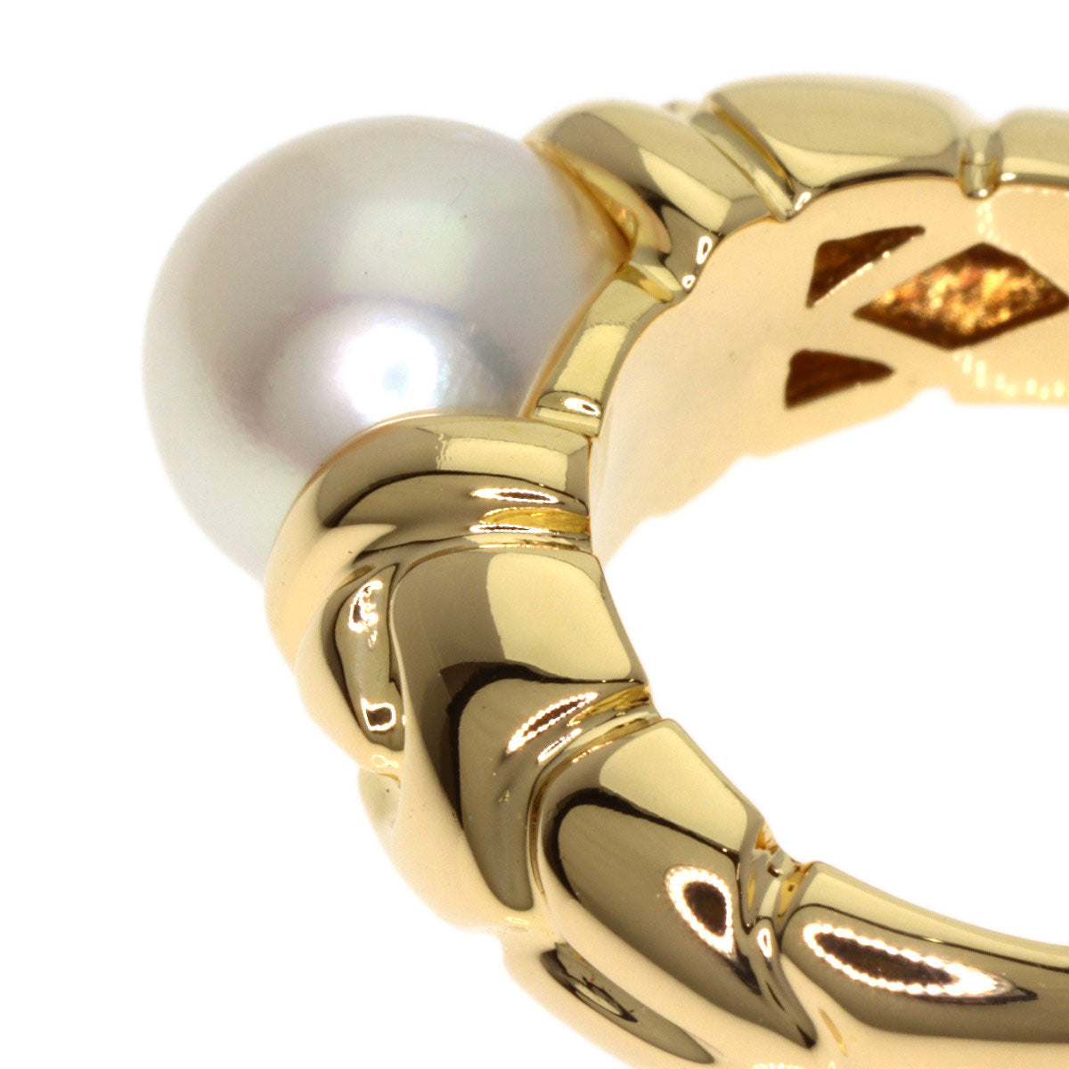 BVLGARI Paso Doppio Pearl Pearl Ring K18 Yellow Gold Ladies [Used]