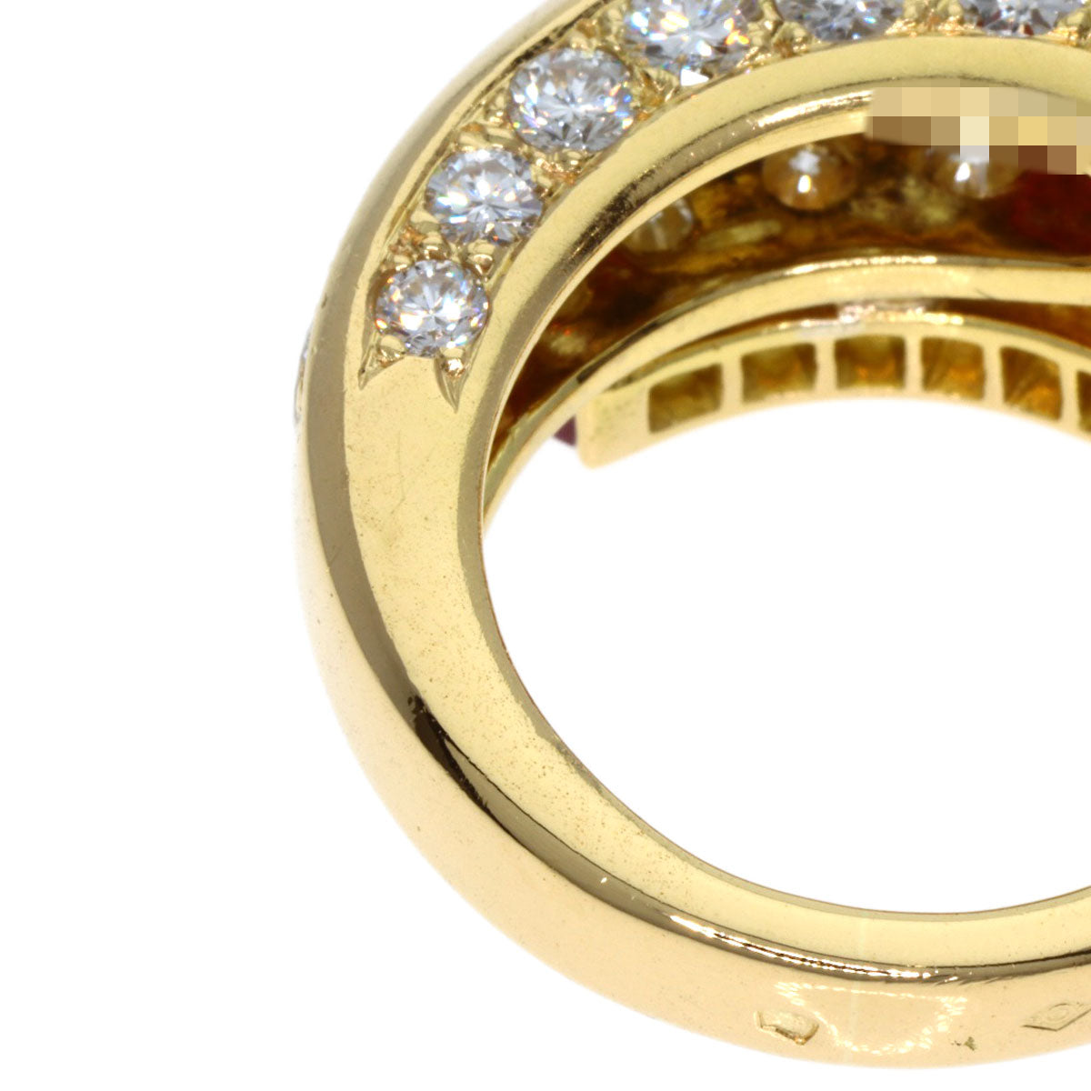 CARTIER Vintage Coral Diamond Ruby Ring K18 Yellow Gold Ladies [Used]