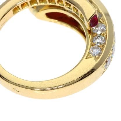 CARTIER Vintage Coral Diamond Ruby Ring K18 Yellow Gold Ladies [Used]