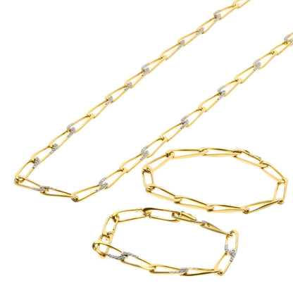 CARTIER Vintage Paperclip Diamond Necklace and Bracelet Set (3 Pieces) Necklace K18 Yellow Gold Ladies [Used]